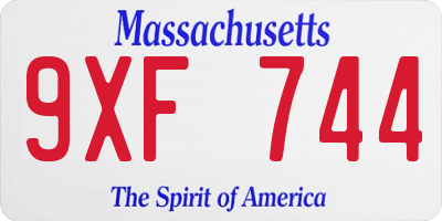 MA license plate 9XF744
