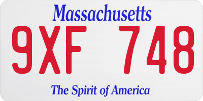 MA license plate 9XF748
