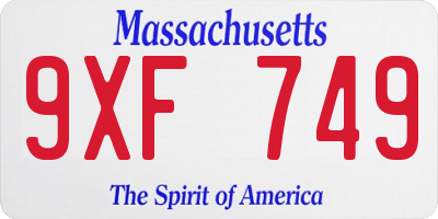 MA license plate 9XF749