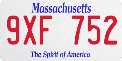 MA license plate 9XF752