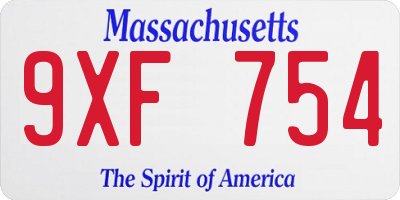 MA license plate 9XF754