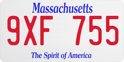 MA license plate 9XF755