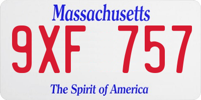 MA license plate 9XF757