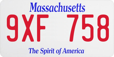 MA license plate 9XF758