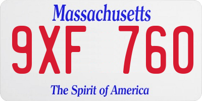 MA license plate 9XF760