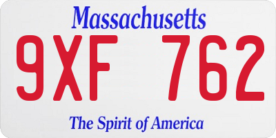 MA license plate 9XF762
