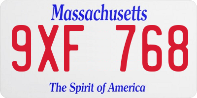 MA license plate 9XF768