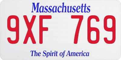 MA license plate 9XF769