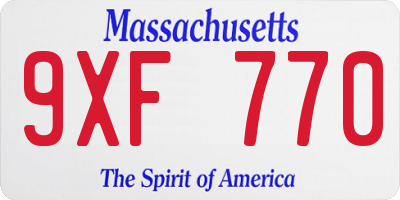 MA license plate 9XF770