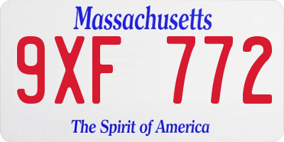 MA license plate 9XF772