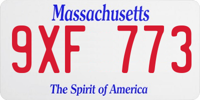 MA license plate 9XF773