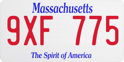 MA license plate 9XF775