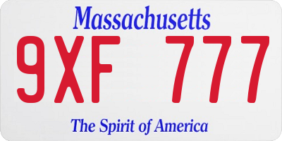 MA license plate 9XF777