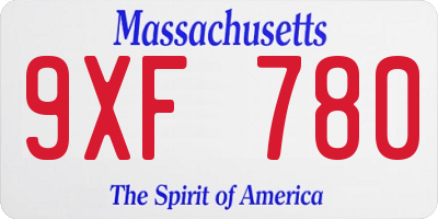MA license plate 9XF780
