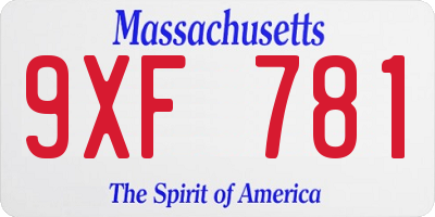 MA license plate 9XF781