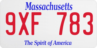 MA license plate 9XF783