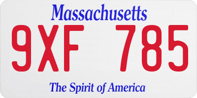 MA license plate 9XF785