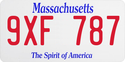 MA license plate 9XF787