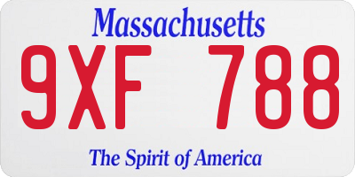 MA license plate 9XF788