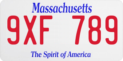 MA license plate 9XF789