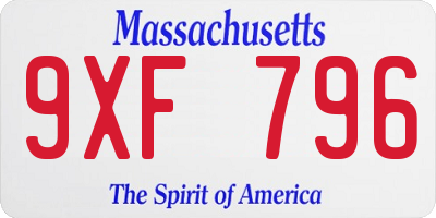 MA license plate 9XF796