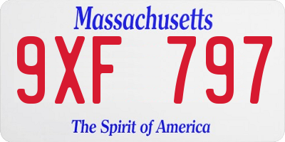 MA license plate 9XF797