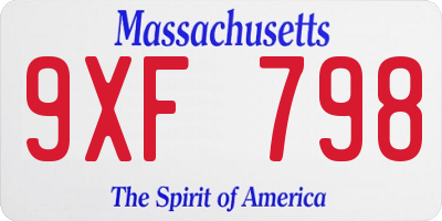 MA license plate 9XF798