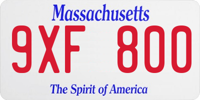 MA license plate 9XF800