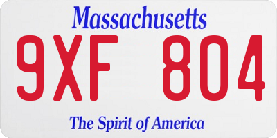 MA license plate 9XF804
