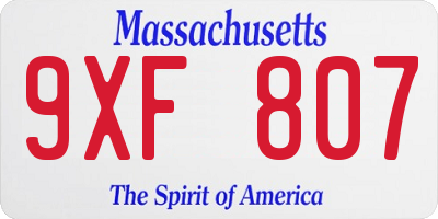 MA license plate 9XF807