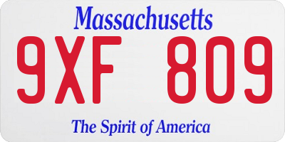 MA license plate 9XF809