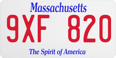 MA license plate 9XF820