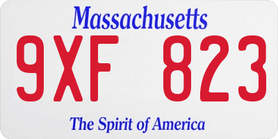 MA license plate 9XF823