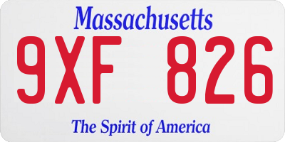MA license plate 9XF826