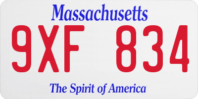 MA license plate 9XF834