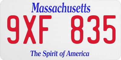 MA license plate 9XF835