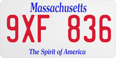 MA license plate 9XF836