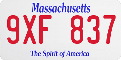 MA license plate 9XF837