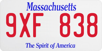 MA license plate 9XF838