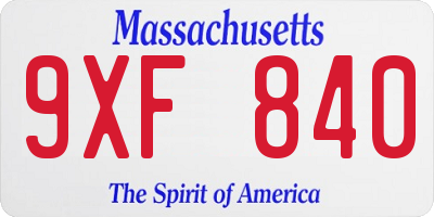 MA license plate 9XF840