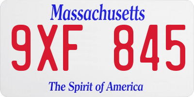 MA license plate 9XF845