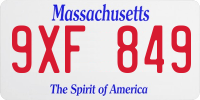 MA license plate 9XF849