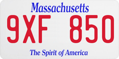 MA license plate 9XF850