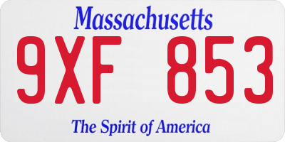 MA license plate 9XF853