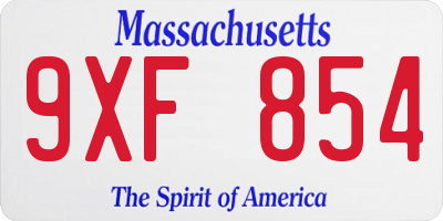 MA license plate 9XF854
