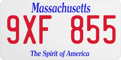 MA license plate 9XF855