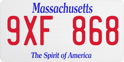 MA license plate 9XF868