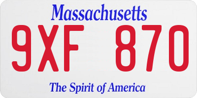 MA license plate 9XF870