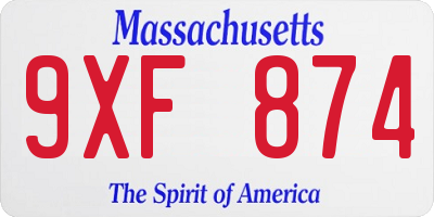 MA license plate 9XF874