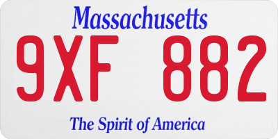 MA license plate 9XF882